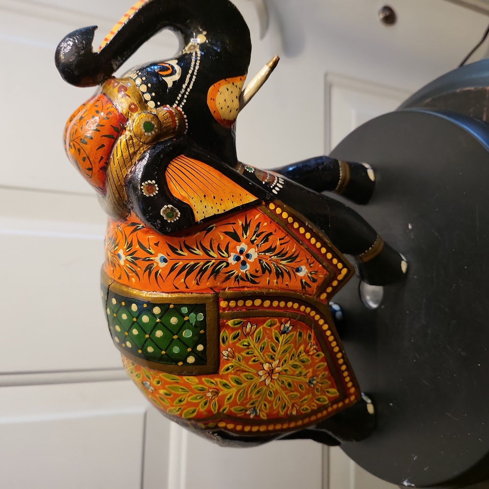 Vintage Asian Hand Painted Wooden Elephant - Picture 5 of 12